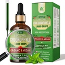 Clorofila orgánica gotas líquidas Liposomal para Hombres Mujer, 6-en-1 Verdes Superalimentos Chlorophyll Vegan w/Spirulina, Trigo Grass, Vitamina C B12 A para Desodorante Interno*, Energía,Digestivo,1Packs/2 Fl Oz