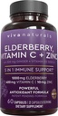 Viva Naturals Black Elderberry con Vitamina C y Zinc para Adultos (60 Cuenta) - Sambucus Elderberry Immune Support Suplemento, Black Elderberry Capsules para Adultos, Elderberry Suplementos para Mujeres