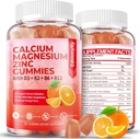Suplemento de magnesio de zinc de azúcar con vitamina D3 &amp; B12 para mujeres y hombres de alta absorción Suplemento de magnesio de calcio para soporte de inmuno (120 condes)