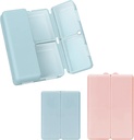 FYY 2 Pcs Daily Pill Organizer, 7 Compartments Portable Pill Case Travel Pill Organizer,[Folding Design] Pill Box for Purse Pocket to Hold Vitamins,Cod Liver Oil,Supplements and Medication-Navy+ Rosa