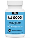 NovaFerrum All Good Silencio Capsule Suplementos para Adultos Silencio Anemia  50mg of Iron Silencio 90 Sirve para Sugar Gratis Silencio Vegan ← Gluten Gratis