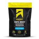 Ascent 100% Whey Protein Powder - Post Workout Whey Protein Isolate, Zero Artificial Flavors &amp; Sweeteners, Gluten Free, 5.5g BCAA, 2.6g Leucine, Unflavored 2 lb