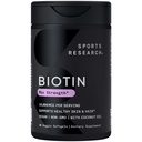 Sports Research® Biotin 10,000mcg con aceite de coco orgánico - Biotina (Vitamin B7) para la piel y el cabello saludables* - para mujeres y hombres - Vegan, No GMO, Gluten &amp; Soy-Free - 30 Veggie Softgels