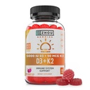 Zhou D3+K2 - Vitamina D3 K2 Suplemento para Hombres, Immune Support Vit D3 y K2 Gummy, Gelatin Free Formula con 5000 UI de D3 y MK-7 - 60 Gummies Veggie (Pack of 1)
