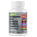 Viteey Ashwagandha Maca Fenugreek Suplemento con Tongkat Ali – Drive, Passion & Energy Support for Men &amp; Women – Mood, Calm &amp; Stress Support - 60 Capsules