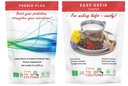 Cultivos de bordes de corte Prebio Plus + Kefir Cultura de arranque Prebiótico Polvo de fibra mejor mezclada con fibras prebióticas Suplemento dietético (1 Prebio Plus + 1 Kefir 20g)
