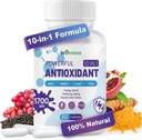 Suplemento de antioxidantes 10 en-1, 1700 MG Super Antioxidante para Mujeres y Hombres, potentes antioxidantes con NAD, NMNH,Coq10, Resveratrol, Cell Repair " Reducir daños radicales libres, 60 cápsulas
