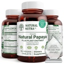 Natural Nutra Papaya Chewable Enzymes for Digestion and Body Cleanse - Apoya Digestive Health, Ease Gastrointestinal Discomfort - Nutrient Absorption and Reduces Bloating - 90 Vegan Tablets
