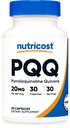 Nutricost PQQ (Pyrroloquinoline Quinone) 20mg, 30 cápsulas - cápsulas vegetarianas, no transgénicos, sin gluten