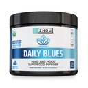 Zhou Daily Blues - Blue Spirulina Powder Organic, Blue Algae Energy Superfood Suplemento para Smoothie, Vegan Drink Mix - Blueberry Flavor, 4.22 oz (25 Servings)