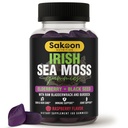 Mar irlandés Moss Gummies with Elderberry &amp; Black Seed Oil - Wellness general Apoyo ← Rich in Vitamins, Raspberry Flavor ← 60 Gummies