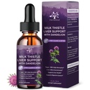 (4 Pack) Milk Thistle Liquid Drops Silymarin 1000mg, Liver Supplement Detox &amp; Cleanse with Dandelion & Artichoke, Milk Thistle Organic Extract for Support Repair Liver Health, Vegan, Non-GMO, 1 Fl Oz