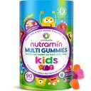 Nutracelle NUTRAMIN Libre de Azúcar, Libre de Alérgenos 100% Vegan Gummy Multivitamínico para Niños - Gran Tasting Natural Gummies A sus Niños les encantará - 90 Conde Bottle