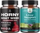 Bundle of Horny Goat Weed for Men - Extra Strength Male Supplement for Stamina & Energy and Liver Cleanse Detox " Repair - Silymarin Milk Thistle with Dandelion Root Choline Beetroot Artichoke Extract