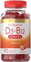 Carlyle Vitamin D3 + B12 Complejo Gummies tención 90 Cuenta ← Vegetariano, No GMO, y Fórmula Libre Gluten