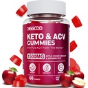 Keto ACV Gummies Advanced Weight Pérdida, Keto Gummy Suplemento para Mujeres y Hombres, con 1500MG Apple Cider Vinegar & Vitamina B12, Vegan " Non-GMO, Detox " Cleanse, Low-Carb, 60 Conde