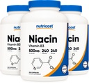 Nutricost Niacin (Vitamin B3) 500mg, 240 cápsulas (3 botellas) - Niacin Flush