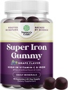 Gummies de Hierro Extrastreza para Mujeres y Hombres - Potente 45 mg por Servir Suplemento Chewable para Mujeres y Hombres con Vitamina C para la Absorción Superior - Vegan Daily Iron Gummy Sin Sabores Artificiales