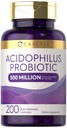 Carlyle Acidophilus Probiotic Capsules for Women and Men TEN 500 Million CFU TENIDO 200 Píldoras TENIDO Lactobacillus Suplemento ANTE No GMO y Gluten Free