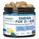 Omega 3 para perros con aceite de salmón, aceite de pescado para perros Skin and Coat Suplemento, Alivio de alergia al perro, Tratamiento de punto caliente, Anti cama, Hip &amp; Soporte conjunto con EPA & DHA, Biotina, Vitamina E