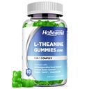 L-Theanine Gummies, l'theanine 400mg con Ashwagandha, GABA, 5HTP,L-Theanine Chewable Suplemento para Relax, Zzz & Focus Support, Vegan, Lemon Flavor, 60 Condes