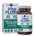 Planeta Vital - Vital Flora Hombres 55+ Probiótico diario, 60 Billones CFU, 60 Strains Diversos, 7 Prebióticos Orgánicos, Apoyo Inmunitario, Alivio de Gas, Colon y Probióticos de Salud Digestivo para Hombres 30 cápsulas
