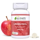 EZ Melts Dissolvable Ubiquinol 100mg, Forma activa de CoQ10, Suplementos de salud cardíaca para hombres y mujeres, sin azúcar, fuente de 2 meses - 1 paquete