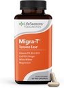 LifeSeasons Migra-T with Relieve-R PM - Migraine Prevention &amp; Relief Supplement - Supports Severe Headaches - Reduces Light Sound " Odor Sensitivity - Feverfew, White Willow, Magnesium Ginger " CoQ10