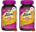 ¡La naturaleza está viva! Pelo, Esquín " Mangas de uñas, Fórmula de Belleza Avanzada*, con Biotina y Collagen, Flavorado de Fresa, 60 Gummies (Packaging May Vary) (Pack of 2)