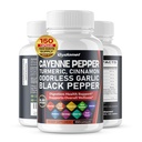Cayenne Pepper Turmeric Ajo sin olor Cinnamon Fenugreek Citrus Bergamot Artichoke Blueberry Green Tea Black Pepper -150 Capsules- Hecho en Estados Unidos