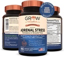 Crecer Vitamina Adrenal Stress Advanced Formula, Orgánica KSM-66 Ashwagandha con AlphaWave L-Theanine, 5-HTP, Magnesium Blend - Alivio de estrés diario, Mood Support, Cognitive, Brain Health, 90 cápsulas