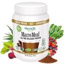 MacroLife Naturals MacroMeal Vegan Chocolate Protein Powder Superfood Greens Probióticos + Fibra, Immune Energy Digestive Daily Essentials for Women &amp; Men Gluten-Free - 23.8oz (15 Servings) Chocolate