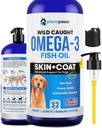 Omega 3 aceite de pescado para perros - Mejor que el aceite de salmón - Petróleo de pescado para perros suplemento para reducir la cama &amp; picazón - Soportes Juntas, cerebro y salud del corazón - Suplemento de piel y carne - Aceite de pescado líquido