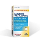 Glenmark Maximum Strength Famotidine Tablets, 20 mg, Acid Reducer for Heartburn Relief, 100 Cuenta