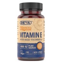 DEVA Vitaminas Veganas Vitamina Natural E 400IU con tocoferoles mixtos, soporta sistema inmunológico " Nutrición cutánea, antioxidante natural " Gluten Free, Dairy Free, Non-GMO, 90 cápsulas