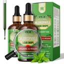 Clorofila orgánica gotas líquidas Liposomal para Hombres Mujer, 6-en-1 Verdes Superalimentos Chlorophyll Vegan w/Spirulina, Hierro, Vitamina C B12 A para Desodorante Interno*, Energía,Digestivo,2Packs/4 Fl Oz