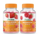 Collagen Lifeable &amp; Vitamina C + Magnesium, Gummies Bundle - Gran Tasting, Suplemento de vitaminas, Gluten Free, GMO Gratis, Chewable Gummy
