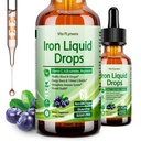Suplemento de hierro líquido para niños, gotas de hierro vegano con vitamina C D, B12, B-Complex, líquido de alta potencia con multivitamina para la anemia, apoyo energético, sangre, gentil de magnesio
