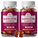 (2 Pack) Quercetina Gummies with Bromelain, Elderberry, Zinc y Vitamina C - Quercetina Chewable 700mg Suplemento para la inmunidad, la alergia, el envejecimiento Apoyo - Gummies Vegan para Adulto &amp; Niño