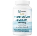 Magnesio puro Glycinate 1000mg, 300 capsules  durable 100% Chelated for Max Absorption ← Soporte para el sueño, el músculo, el corazón " salud nerviosa " permanente Mejorado con vitamina C Únicamente Usos Ingredientes activos