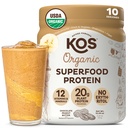 KOS Vegan Protein Powder, Chocolate Peanut Butter - Baja Carb Pea Protein Blend, USDA Organic Superfood with Vitamins & Minerals - Keto, Soy, Dairy Free - Meal Replacement for Women &amp; Men - 10 Servings
