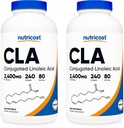 Nutricost CLA (Acido Linoleico Conjugado) 2.400mg, 240 Softgels - Gluten Free, Non-GMO, 800mg Per Softgel (2 Botellas)