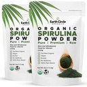 Círculo de la Tierra Orgánicas Spirulina Powder, Kosher, Raw y No-Irradiated ¦ Pure Vegan Protein ← Premium Superfood, High in Amino Acids and Antioxidants - 4 Ounce (2 Packs)