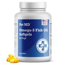 Pet MD – Omega 3 Fish Oil Suplemento para perros – Skin and Coat Support for Dogs – 180 Softgels