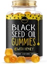Mangas de aceite de semilla negra de MAJU con miel 90ct, 500mg BSO Gummy, Negro Cumin Seed Nigella Sativa Oil, Cold-Pressed, Fórmula de Potente, 90ct