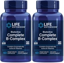 Extensión de vida Bioactive Complejo B, Corazón, Cerebro y Nerve Soporte, Energía sana, metabolismo, Complejo B completo, 60 cápsulas vegetarianas (Pack of 2)