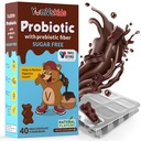Probióticos para niños con azúcar de fibra prebiótica Suplementos Chewable de Chocolate gratis - Suplemento dietético Chewables para la salud digestiva - niños pequeños, niños y adolescentes 60 cuentan