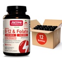 Jarrow Fórmulas Ultra Strength Methyl B-12 5000 mcg & Methyl Folate 800 mcg + P-5-P, Suplemento de Energía Celular Metabolismo y Soporte Cardiovascular, 60 Tablets Chewable, 60 Day Supply, 12 Packs