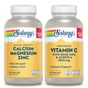 SOLARAY Calcium Magnesium Zinc and Timed Release Vitamin C - Bone Health, Immune Support Bundle, 1000mg Calcium, 500mg Magnesium, 1000mg Vitamin C Supplement, Vegan, 60-Day Guarantee, 275 VegCaps Cada