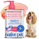 Aceite de Salmón de mascotas nativas para perros &amp; gatos – Puro aceite de pescado Omega-3 para perros Suplemento para la piel " La carne, Conjunto " Salud del corazón - Antiinflamatorio de perros – 100% Salvaje de Alaska Sockeye Salmon – 8 oz